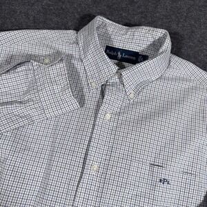 Polo Ralph Lauren Shirt Mens Large Check Long Sleeve Button Embroidered Blue